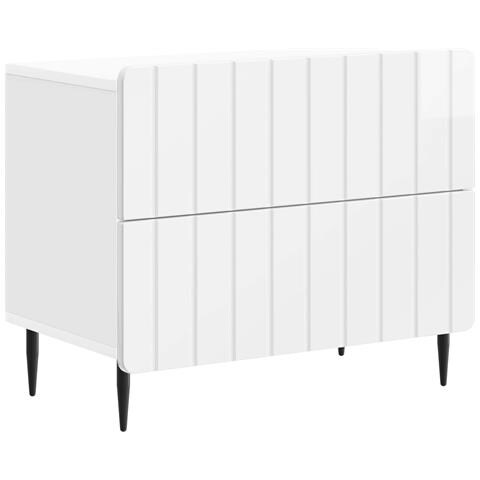 Armadio da Notte con cassetto Bianco Lucido 62 x 34,5 x 49,5 cm - Foto 1
