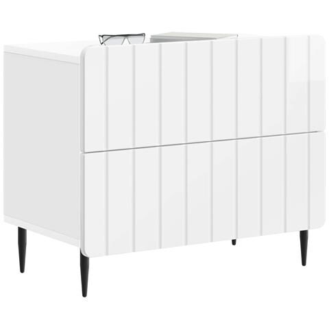 Armadio da Notte con cassetto Bianco Lucido 62 x 34,5 x 49,5 cm - Foto 2