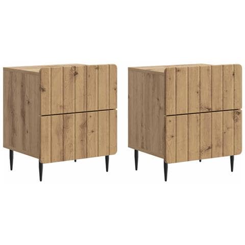 Armadio da Notte 2 pcs Rovere Artigianale 43 x 34,5 x 49,5 cm - Foto 1