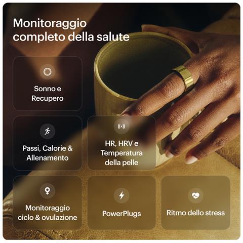 Ring AIR - Monitor del sonno e dell'attività fisica, anello intelligente per uomo e donna, nessuna spesa per l'app per le funzioni standard, durata della batteria fino a 6 giorni (taglia 13) - Foto 9