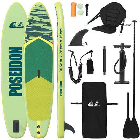 SUP Board con Seggiolino 2-in-1 POSEIDON 305 x 76 x 15 cm Verde - Foto 1