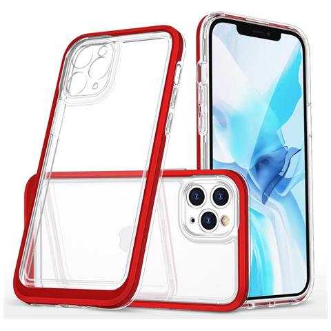 Trasparente Custodia 3 In 1 Per Iphone 11 Pro Max Con Cornice, Rosso Gelato. - Foto 5