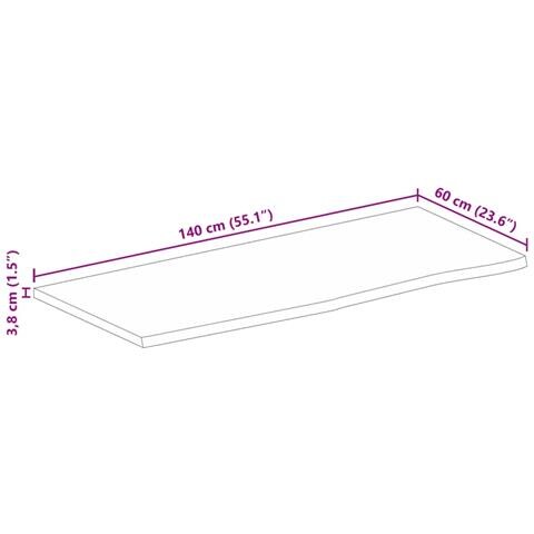 Piano Tavolo 140x60x3,8 cm Bordi Vivi Legno di Mango Grezzo - Foto 9