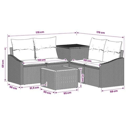 Set di divani 6 pz Beige e Bianco Crema - Foto 2