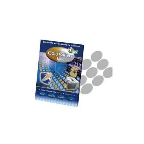etichette ovali sl4 satinate argento 120etic. / fg (22x16) 100fg silver line - Foto 1