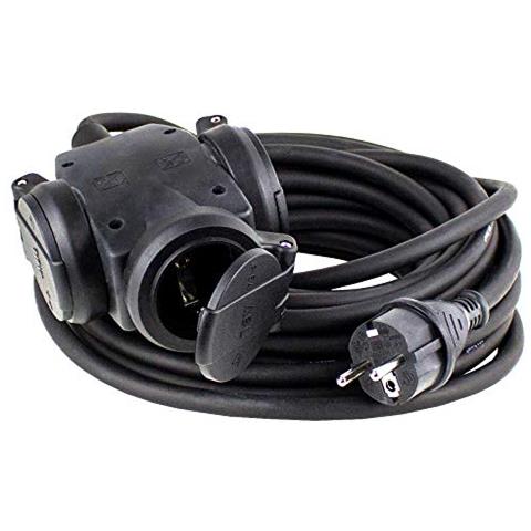 venire Schwabe 60450 ciabatta elettrica 3 Prese, in gomma, per utilizzo SETTORE SETTORE in cantieri, Cavo venire 0.3m, H07RNF 3G1.5, P 44, nero - Foto 1