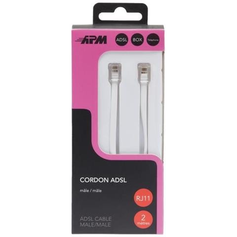 Cavo Adsl Rj11 - Maschio / Maschio - Bianco - 2m - Foto 1