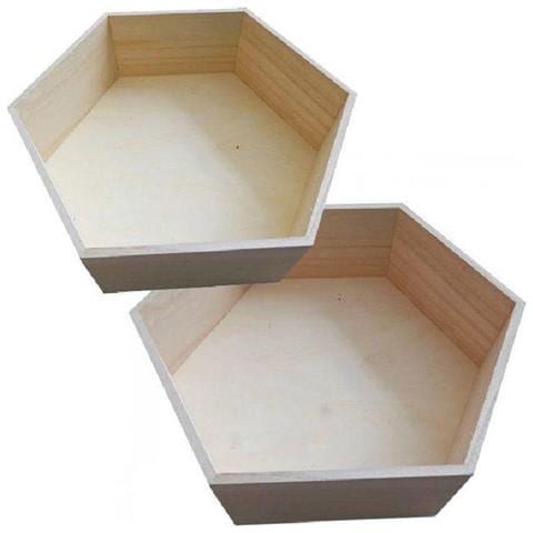 2 Ripiani Esagonali In Legno 36 X 31 Cm E 39 X 34 Cm - Foto 1