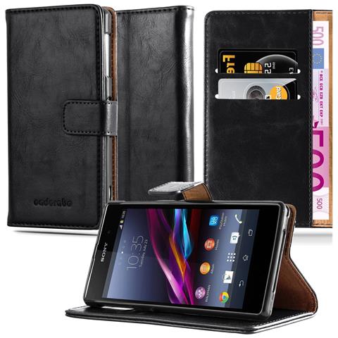 Custodia Compatibile Con Sony Xperia Z In Nero Grafite - Coperchio Protettiva Con Chiusura Magnetica, Funzione Stand E Tasca Per Le Carte - Foto 1