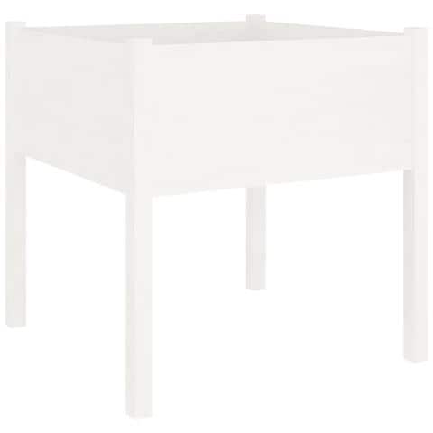 Fioriera Da Giardino Bianca 70x70x70 Cm Legno Massello Di Pino - Foto 2