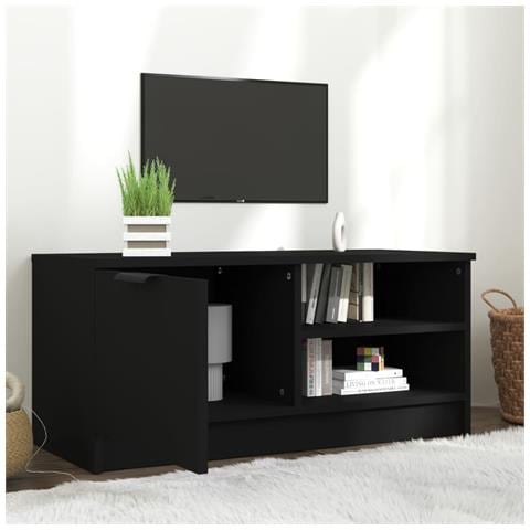 Mobile Porta Tv Nero 80x35x36,5 Cm In Legno Multistrato - Foto 8