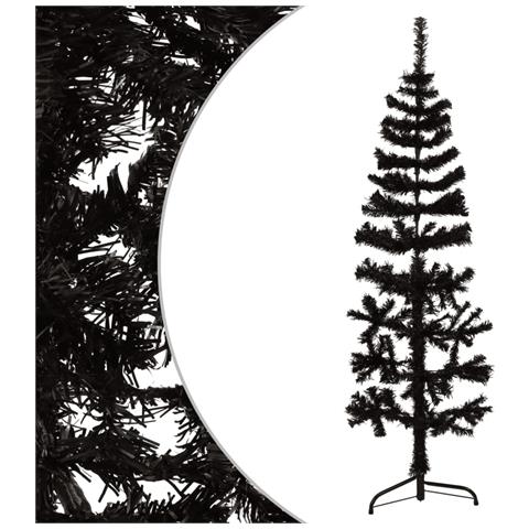 Albero Natale Artificiale Sottile A Metà E Supporto Nero 150 Cm - Foto 1