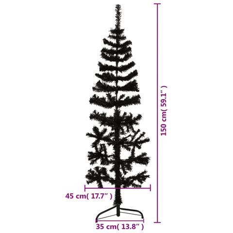 Albero Natale Artificiale Sottile A Metà E Supporto Nero 150 Cm - Foto 8