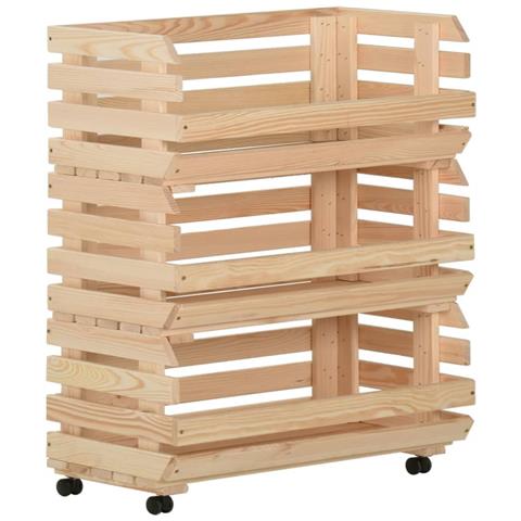 Carrello Portaverdure 77x30x80 Cm In Legno Massello Di Pino - Foto 1