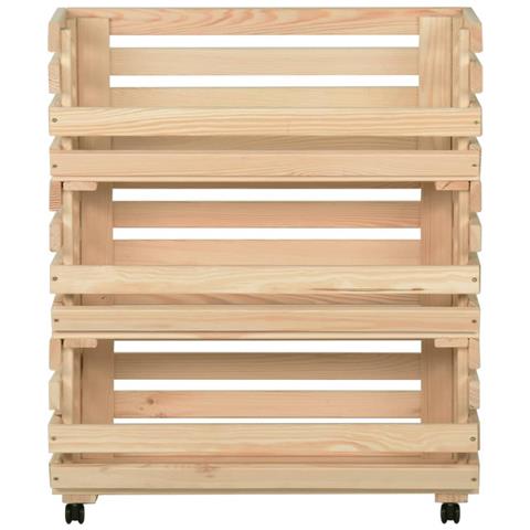 Carrello Portaverdure 77x30x80 Cm In Legno Massello Di Pino - Foto 10