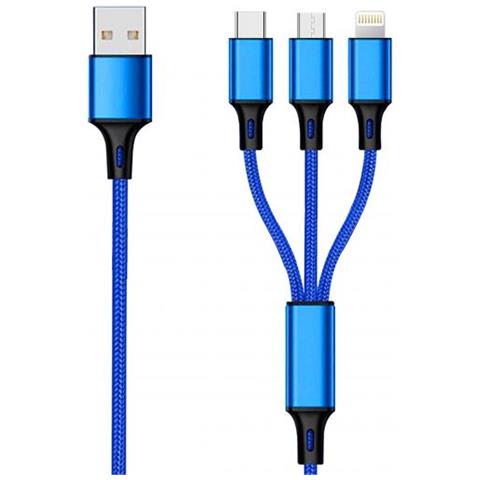 797151 Cavo Usb 1,5 M Usb B Usb C /micro-usb B /lightning Nero, Blu - Foto 1