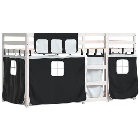 Letto A Castello Senza Materasso Bianco E Nero 80x200cm In Pino - Foto 3