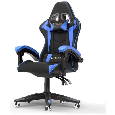 Sedia Gaming, Sedia Da Gioco, Sedia Ufficio Ergonomica Con Schienale Regolabile, Poggiatesta E Supporto Lombare, Bleu - Foto 1