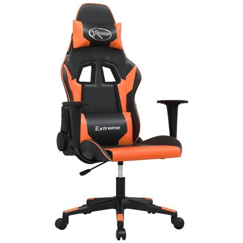 Sedia da Gaming Massaggiante Nero e Arancione in Similpelle - Foto 1