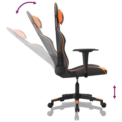 Sedia da Gaming Massaggiante Nero e Arancione in Similpelle - Foto 10
