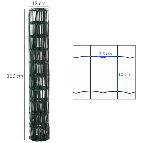 Rete per Recinzioni in Metallo con Rivestimento in PVC, Rotolo da 10x1m, Verde - Foto 6