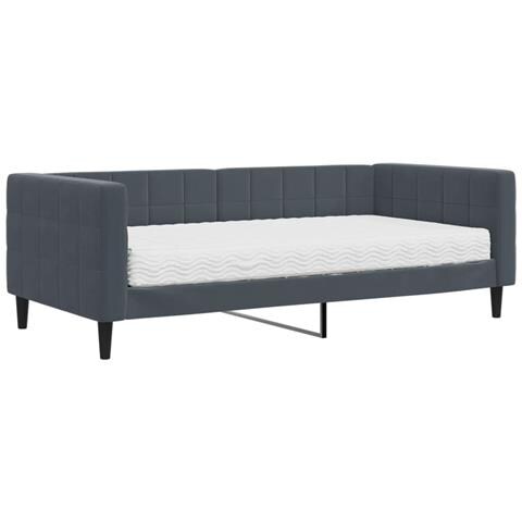 Divano Letto Con Materasso Grigio Scuro 90x190 Cm In Velluto - Foto 2