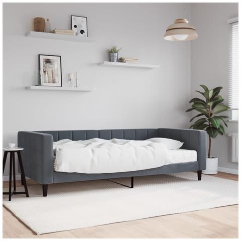 Divano Letto Con Materasso Grigio Scuro 90x190 Cm In Velluto - Foto 1