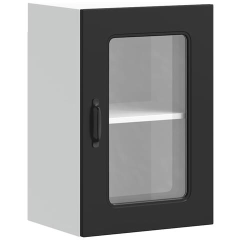 Pensile Da Cucina Con Porta In Vetro Kalmar Nero Truciolato - Foto 2