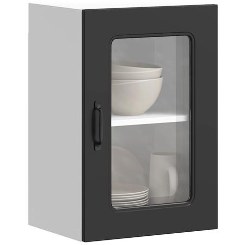 Pensile Da Cucina Con Porta In Vetro Kalmar Nero Truciolato - Foto 1