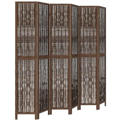 Divisorio Ambienti 6 Pannelli Marrone Scuro Massello Paulownia - Foto 2