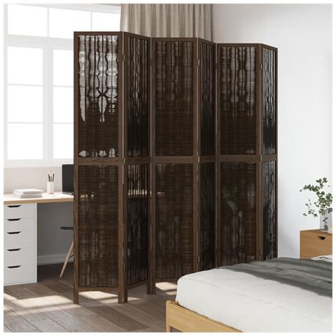 Divisorio Ambienti 6 Pannelli Marrone Scuro Massello Paulownia - Foto 3
