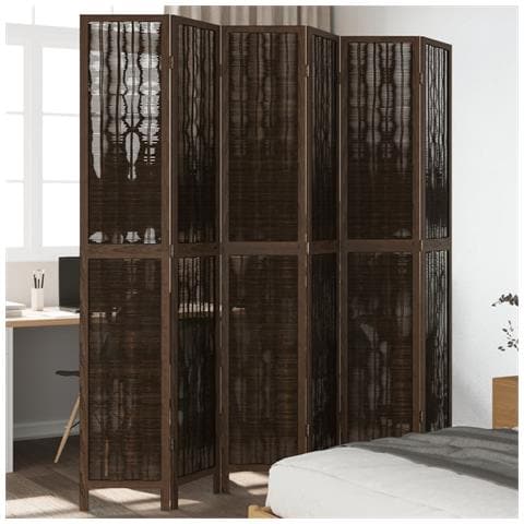 Divisorio Ambienti 6 Pannelli Marrone Scuro Massello Paulownia - Foto 1