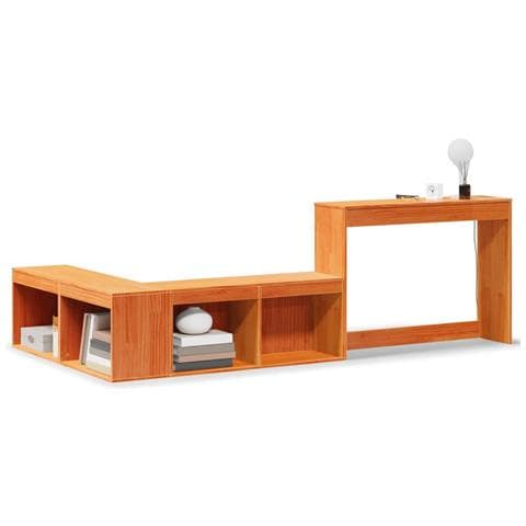 Comodino Con Scrivania Marrone Cera 232x122x75 Cm Legno Di Pino - Foto 2