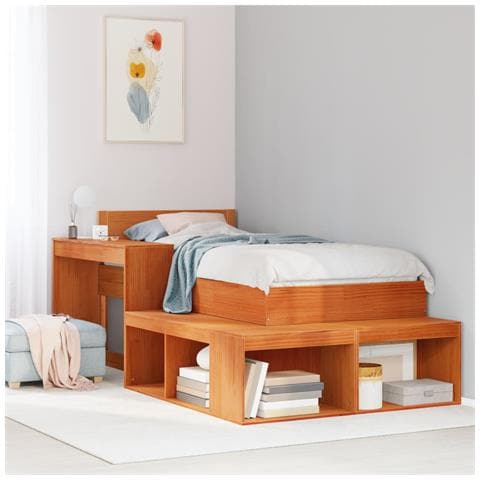 Comodino Con Scrivania Marrone Cera 232x122x75 Cm Legno Di Pino - Foto 1
