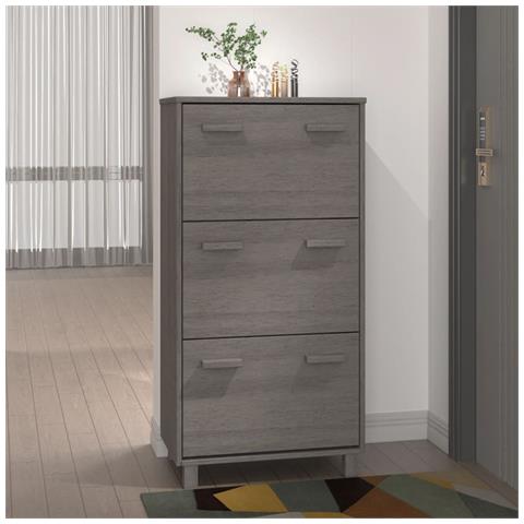 Lusso Casadino -  Scarpiera Hamar Grigio Chiaro 59,5x35x117 Cm In Legno Di Pino - Foto 8