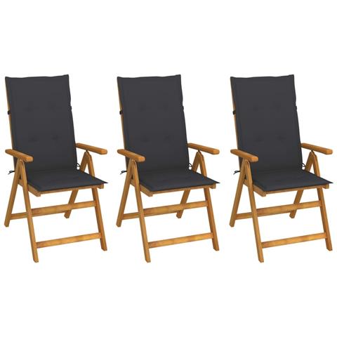 Lusso Casadino -  Sedie Da Giardino Pieghevoli 3pz Con Cuscini Acacia Massello - Foto 2