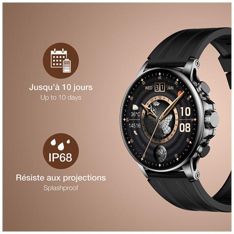 Orologio Connesso Multifunzionale Ip68 Modello Rotondo, Nero - Foto 2