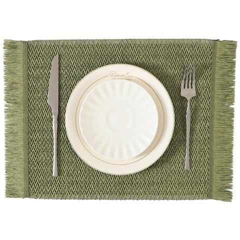 Set Di 6 Tovagliette, 30x45 Cm, Eleganti Tovagliette In Vinile Intrecciato Green - Foto 1