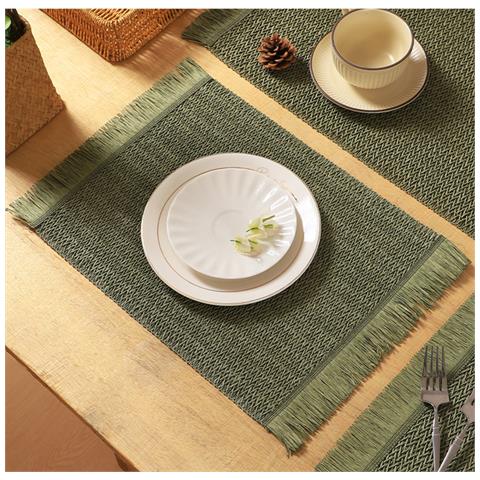 Set Di 6 Tovagliette, 30x45 Cm, Eleganti Tovagliette In Vinile Intrecciato Green - Foto 2