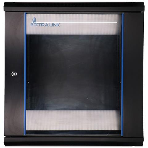 Extralink Armadio per montaggio rack 12U 600x450 Nero montaggio a parete, Da parete, 12U, 60 kg, Lucchetti, Nero - Foto 1