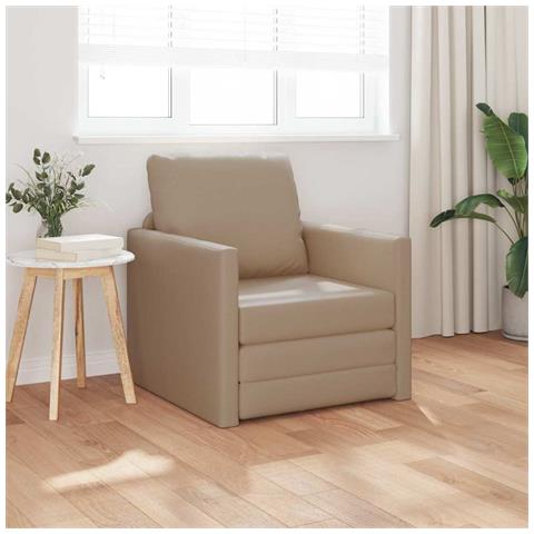 Divano letto vitaXL 2-in-1 Cappuccino 74x77x81 cm in pelle sintetica - Foto 2