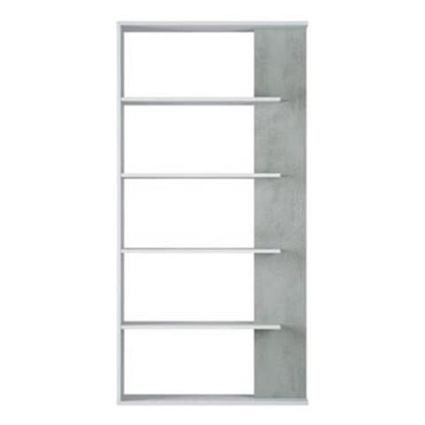 Libreria Alida legno moderna 5 ripiani 180x90x25 cm Bianco /Cemento - Foto 2