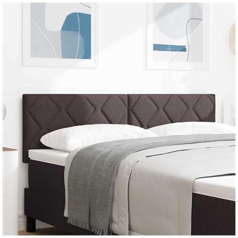 Testiera design a rombi marrone scuro 140 cm in tessuto - Foto 2