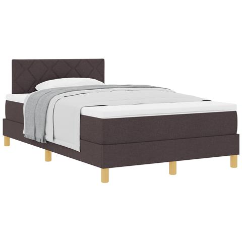 Letto con rete a doghe e materasso marrone scuro 120x200 cm in tessuto - Foto 1