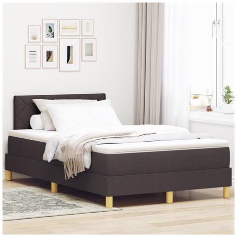 Letto con rete a doghe e materasso marrone scuro 120x200 cm in tessuto - Foto 2