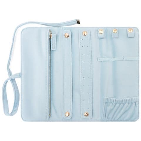 Portagioie Portatile In Velluto - Custodia Da Viaggio Per Donna Blue - Foto 1