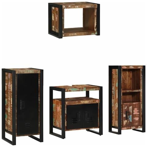 Set di mobili per il bagno 4 pcs Legno massello riciclato - Foto 1