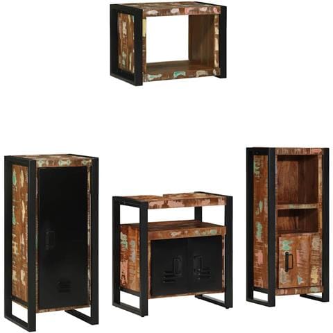 Set di mobili per il bagno 4 pcs Legno massello riciclato - Foto 2
