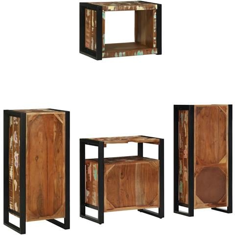 Set di mobili per il bagno 4 pcs Legno massello riciclato - Foto 9
