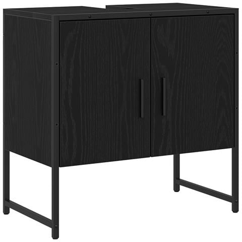 Mobiletto da Lavandino Rovere Nero 60x33x60 cm Legno Ingegnerizzato - Foto 1